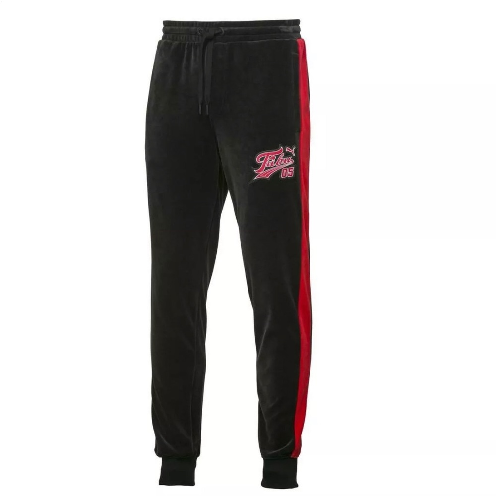 PUMA X FUBU PANTS  BLACK/RED SUEDE VELOUR JOGGER